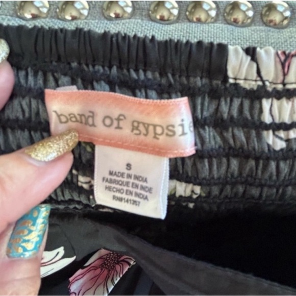 Band of Gypsies Floral Black Pink Mini Sundress Boho Size S - Picture 7 of 12